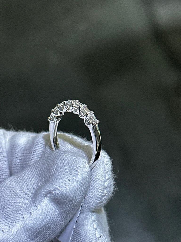 LIV 14k White Gold Lab Grown Emerald Cut Diamond Wedding Band Bridal Ring 0.68ct VVS