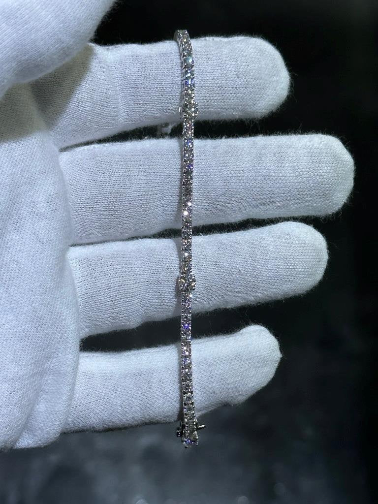 LIV 14k White Gold Lab Grown Round Cut Diamond Halo Tennis Bracelet 4.00 ct 7" L