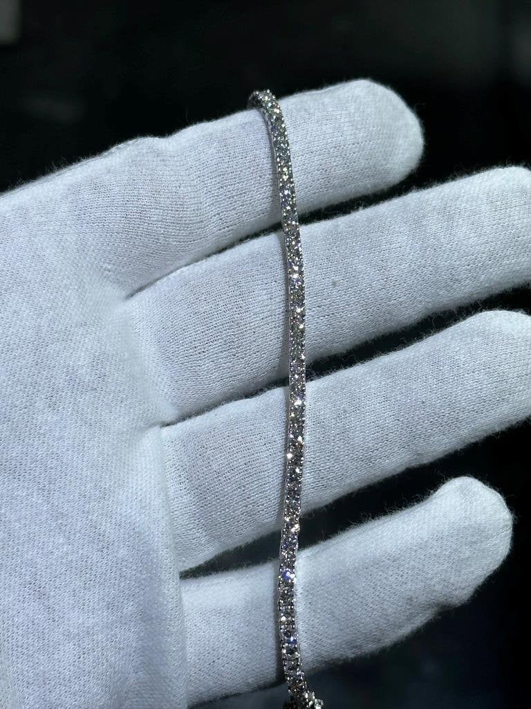 LIV 14k White Gold Lab Grown Round Cut Diamond Halo Tennis Bracelet 3.76ct 7" Length