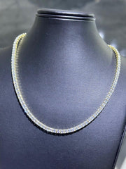 LIV 18k Yellow Gold Sterling Silver White Sapphire Asscher Cut Tennis Necklace 16" L