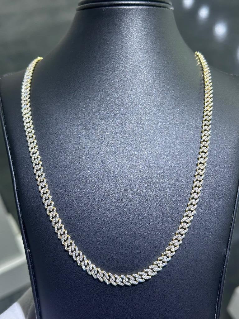 LIV 14k Yellow Gold & Natural Diamonds Pave Miami Cuban 20" Length Necklace Gift