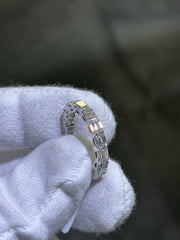 LIV 14k White Gold Lab Grown Emerald Cut Diamond Eternity Band Bridal Ring 4.06ct tw F-VS1 Size 7