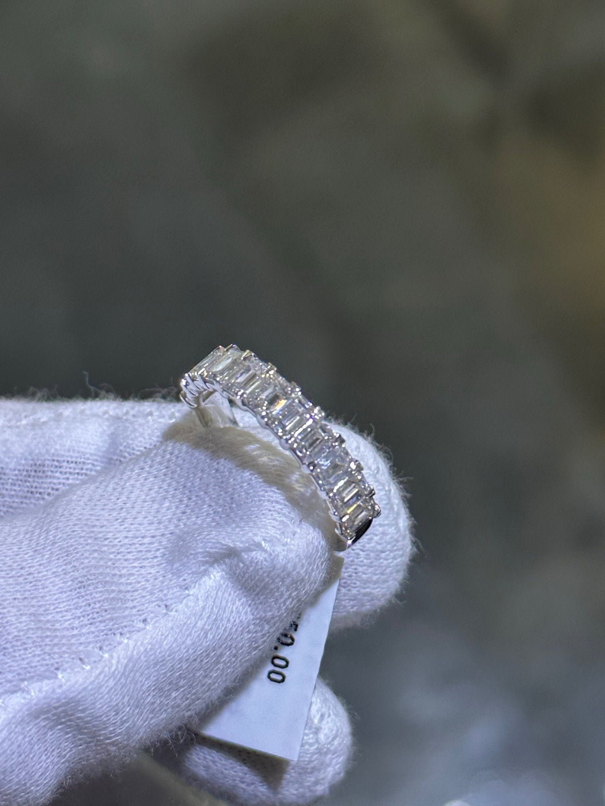 LIV 14k White Gold Lab Grown Emerald Cut Diamond Wedding Band Bridal Ring 2.05ct tw F-VS1 Size 7
