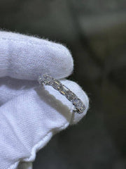 LIV 14k White Gold Lab Grown Emerald Cut Diamond Eternity Band Bridal Ring 4.06ct S7