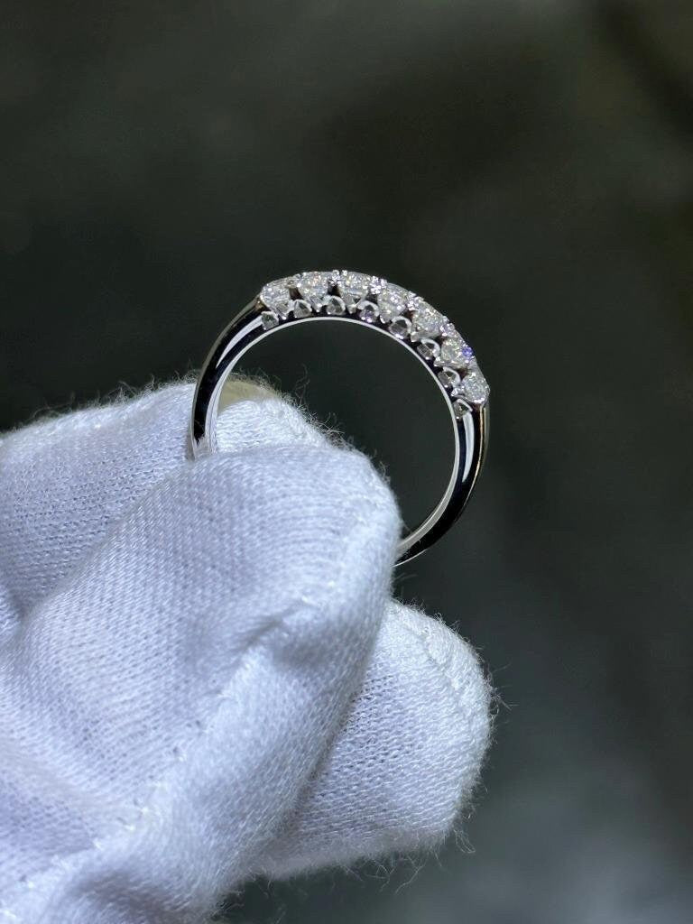 LIV 14k White Gold Lab Grown Emerald Cut Diamond Wedding Band Bridal Ring 0.85ct Sz7
