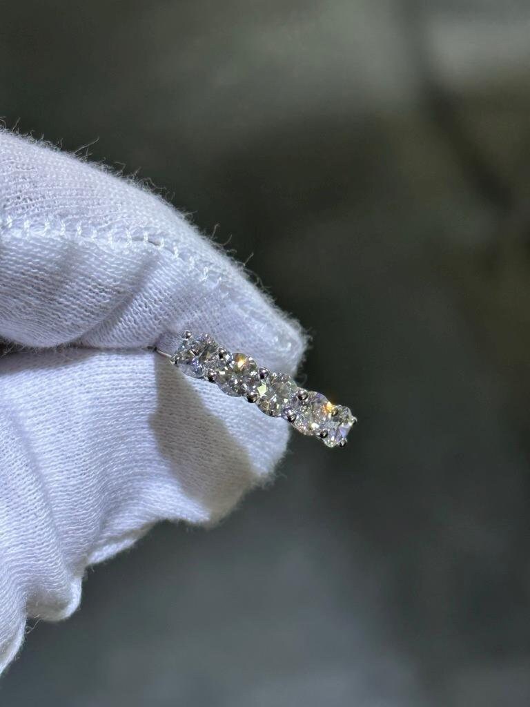 LIV 14k White Gold Lab Grown Round Cut Diamond Stack Band Bridal Ring 1.64ct Sz 7