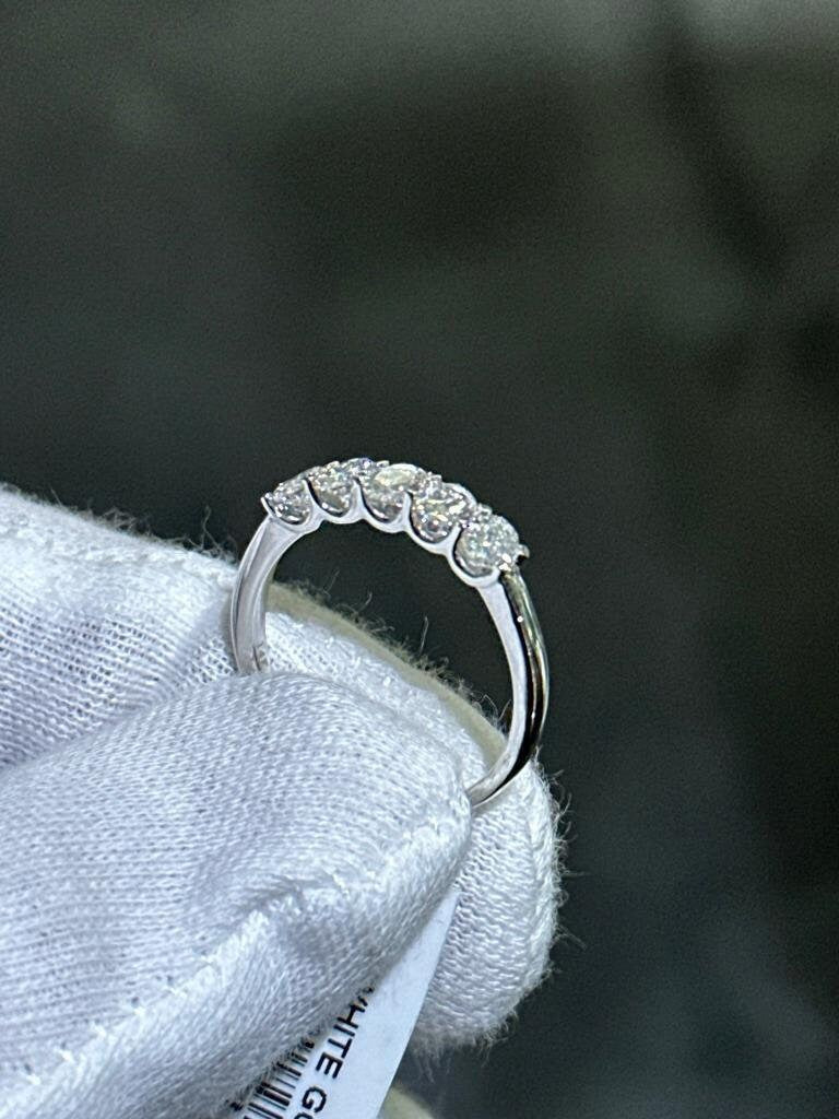LIV 14k White Gold Lab Grown Oval Cut Diamond Wedding Band Bridal Ring 0.95ct VVS