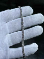 LIV 14k White Gold Lab Grown Round Cut Diamond Halo Tennis Bracelet 4.00 ct 7" L