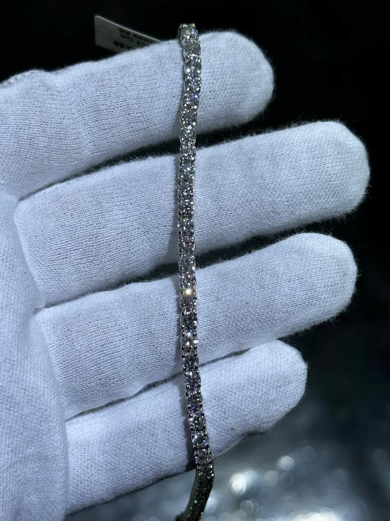 LIV 14k White Gold Lab Grown Round Cut Diamond Halo Tennis Bracelet 10.50 ct 7" L