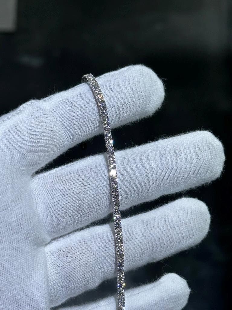 LIV 14k White Gold Lab Grown Round Cut Diamond Halo Tennis Bracelet 3.76ct 7" Length