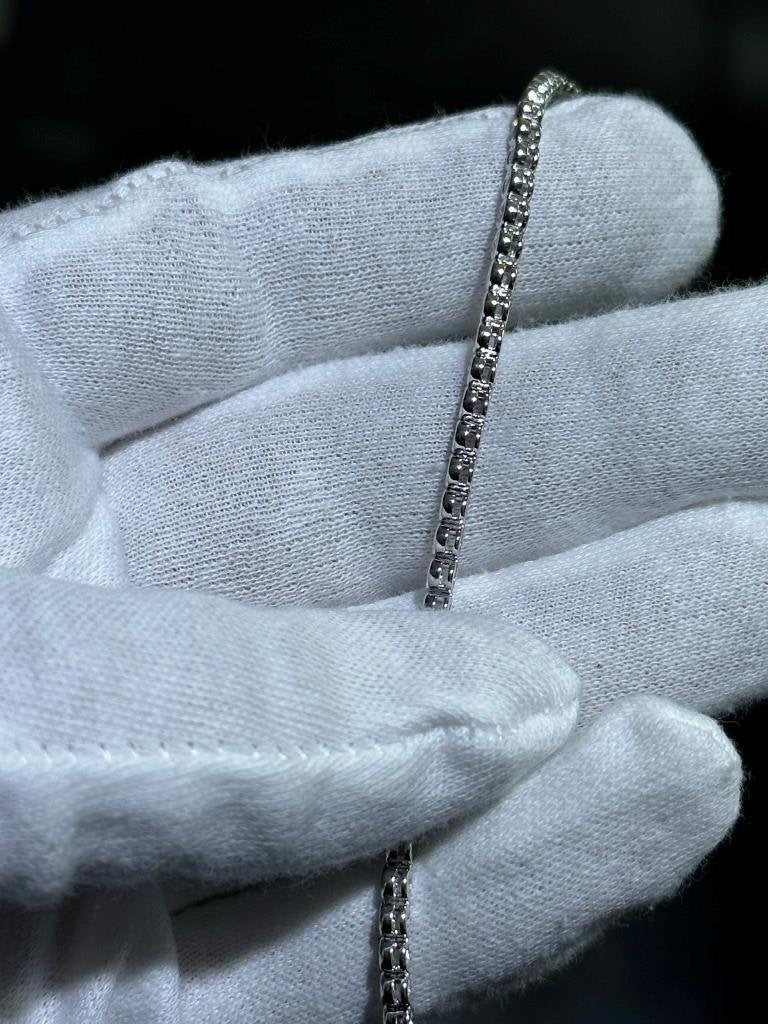 LIV 14k White Gold Lab Grown Round Cut Diamond Halo Tennis Bracelet 1.22ct 7" Length
