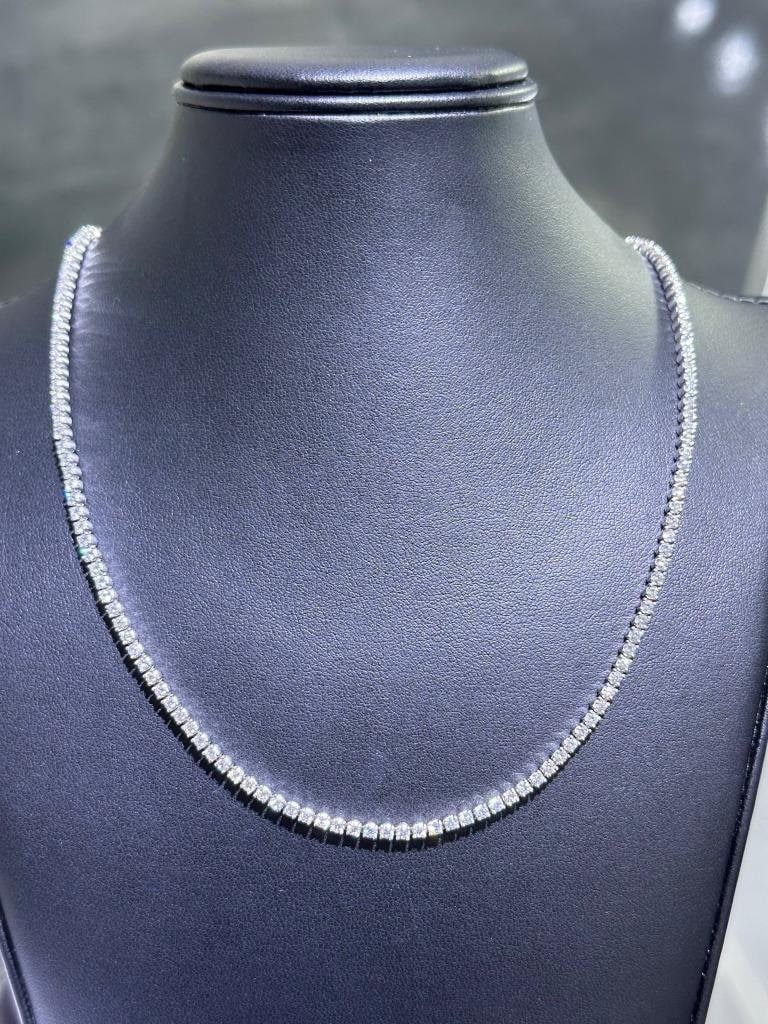 LIV 14k White Gold Lab Grown Round Cut Diamond Tennis Necklace 4.61ct 16" Length