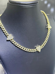 LIV 18k Gold Sterling Silver Pave White Sapphire Heart Choker Tennis Necklace 12-15"