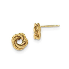 LIV 14k Solid Yellow Gold Love Knot Cable Design Style Stud Post Earrings