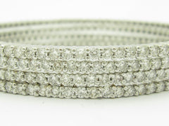 LIV 4 Separate 18k White Gold Diamond Eternity Bangle Bracelets 16.40ct 56.7 Gr Gift