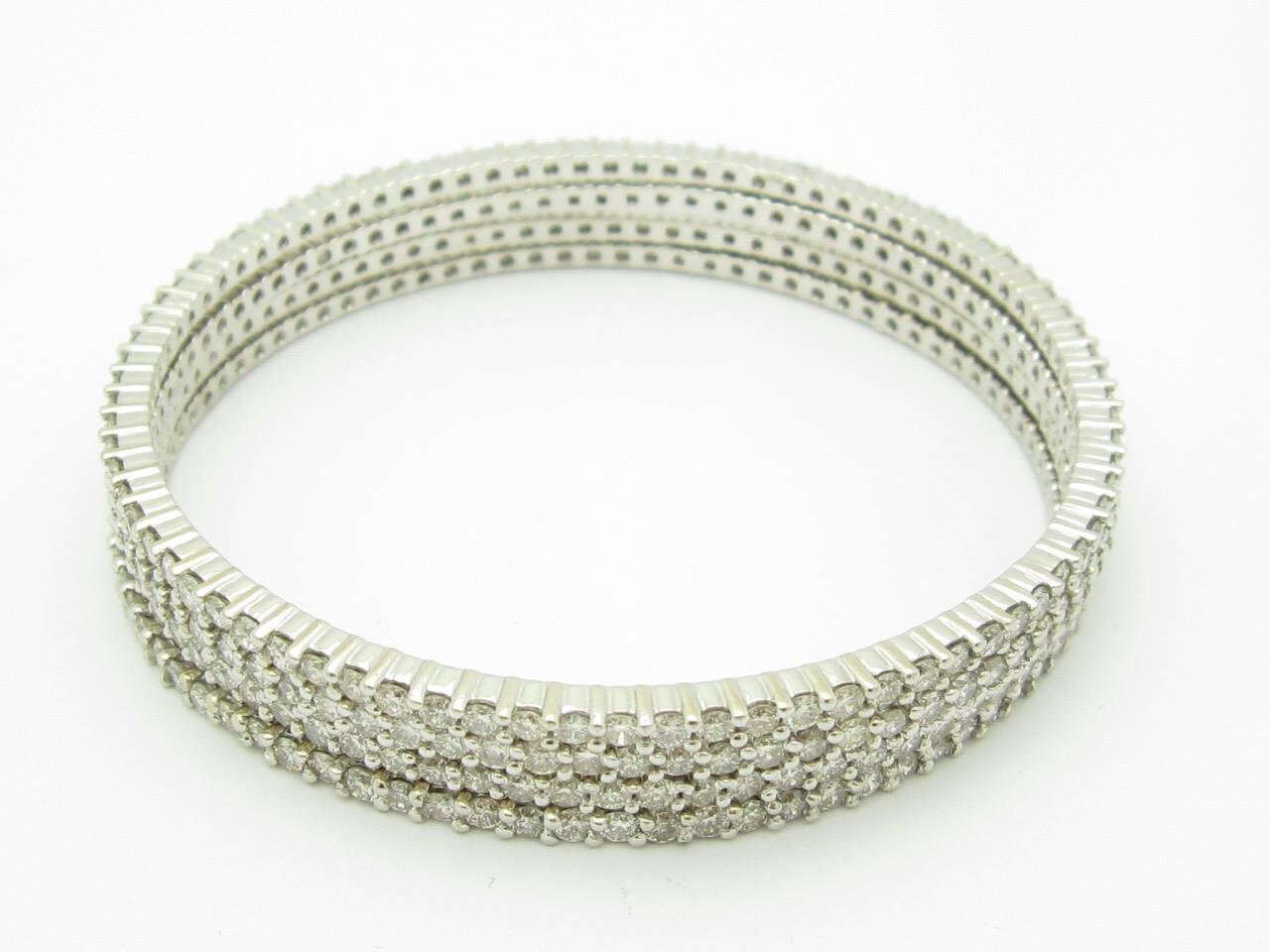LIV 4 Separate 18k White Gold Diamond Eternity Bangle Bracelets 16.40ct 56.7 Gr Gift