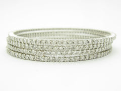 LIV 4 Separate 18k White Gold Diamond Eternity Bangle Bracelets 16.40ct 56.7 Gr Gift