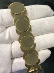 LIV 14k Yellow Gold Hand Made Hugs & Kiss Design Italian Bracelet 33.6 Gr 21mm W 7"L