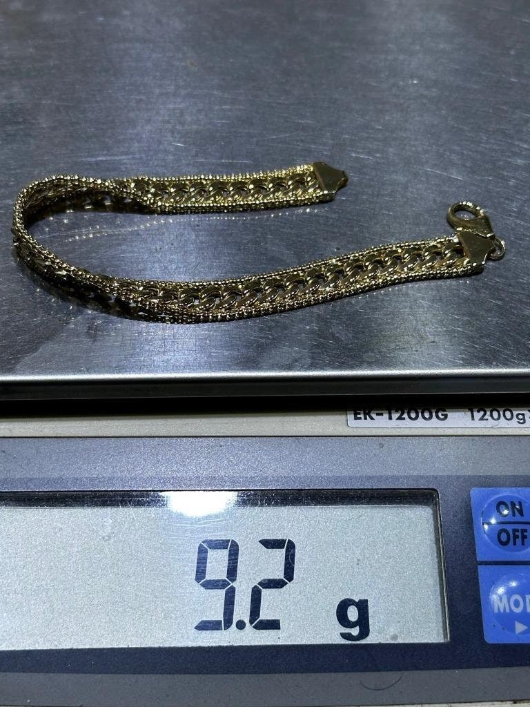 LIV 14k Yellow Gold Hand Made Italian Link Design Stack Bracelet Gift 9.2 Grams