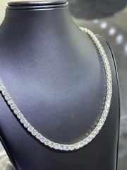 LIV 18k Gold Sterling Silver Round Cut 5mm Simulated White Sapphire Necklace 20" L