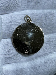 LIV 14k Yellow Gold Color Stone Wine Design Vintage Halo Diamond Cut Charm Pendant