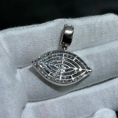 LIV 10k Solid White Gold Diamond Evil Eye Baguette Charm Pendant 9 Grams