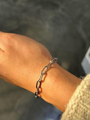 LIV 14k Solid White Gold Paper Link Design Lobster Claw Link Bracelet 7" Length