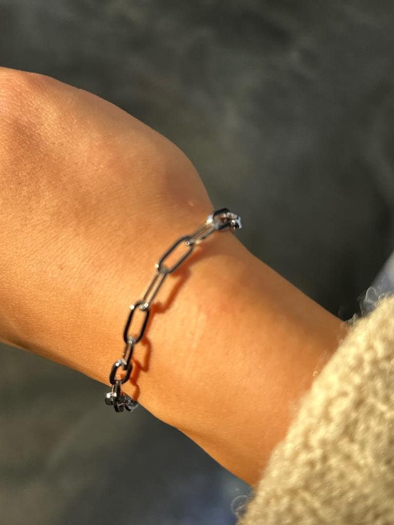 LIV 14k Solid White Gold Paper Link Design Lobster Claw Link Bracelet 7" Length