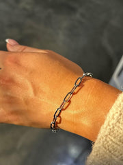 LIV 14k Solid White Gold Paper Link Design Lobster Claw Link Bracelet 7" Length