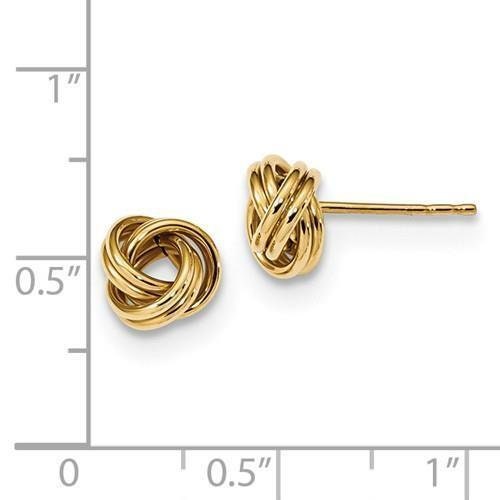 LIV 14k Solid Gold Love Knot Cable Design Style Stud Post Earrings