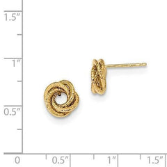 LIV 14k Solid Yellow Gold Love Knot Cable Design Style Stud Post Earrings