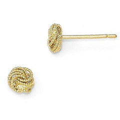 LIV 14k Solid Yellow Gold Love Knot Cable Design Stud Post Earrings