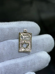 LIV 14k Yellow Gold Vintage Mazal Star of David Hebrew Halo Charm Pendant 1.3 Gr