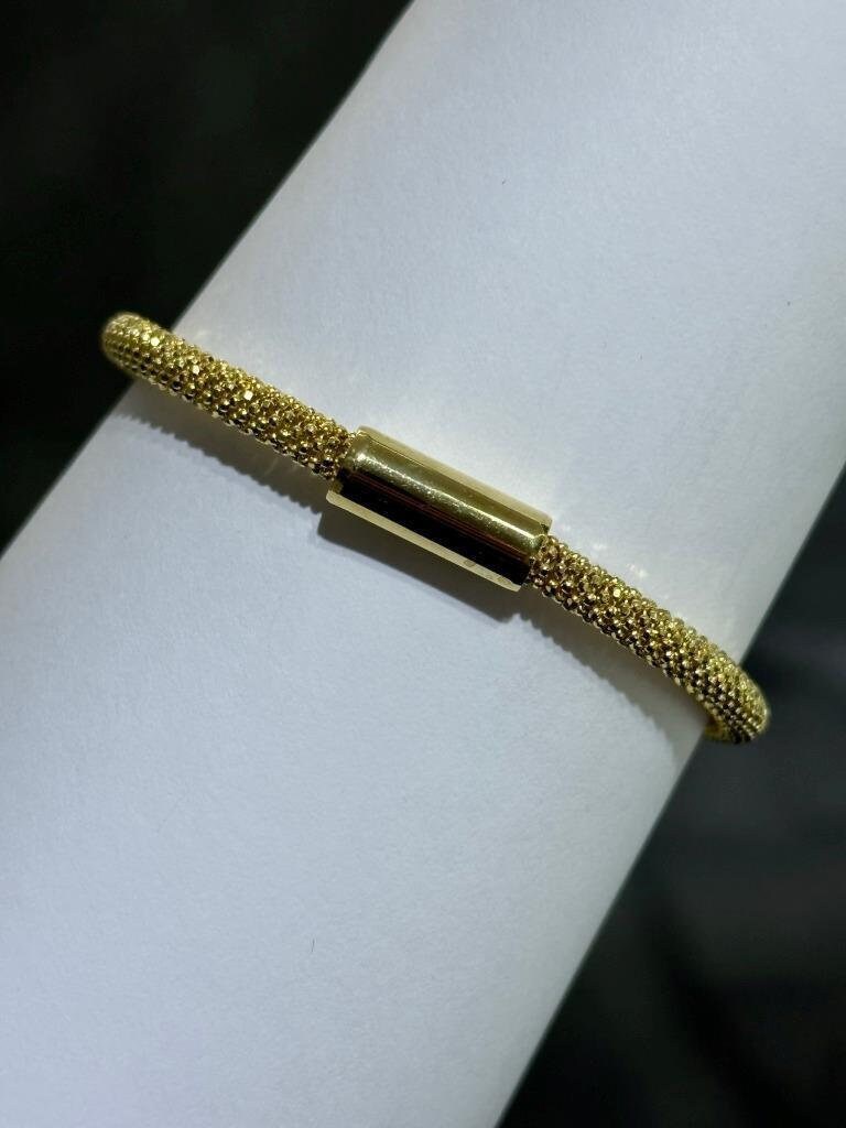 LIV 18k Yellow Gold Sterling Silver White Sapphire Butterfly Mesh Bangle Bracelet 7"