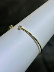 LIV Yellow Gold Sterling Silver White Sapphire Double Halo Stack Bangle Bracelet 7"L