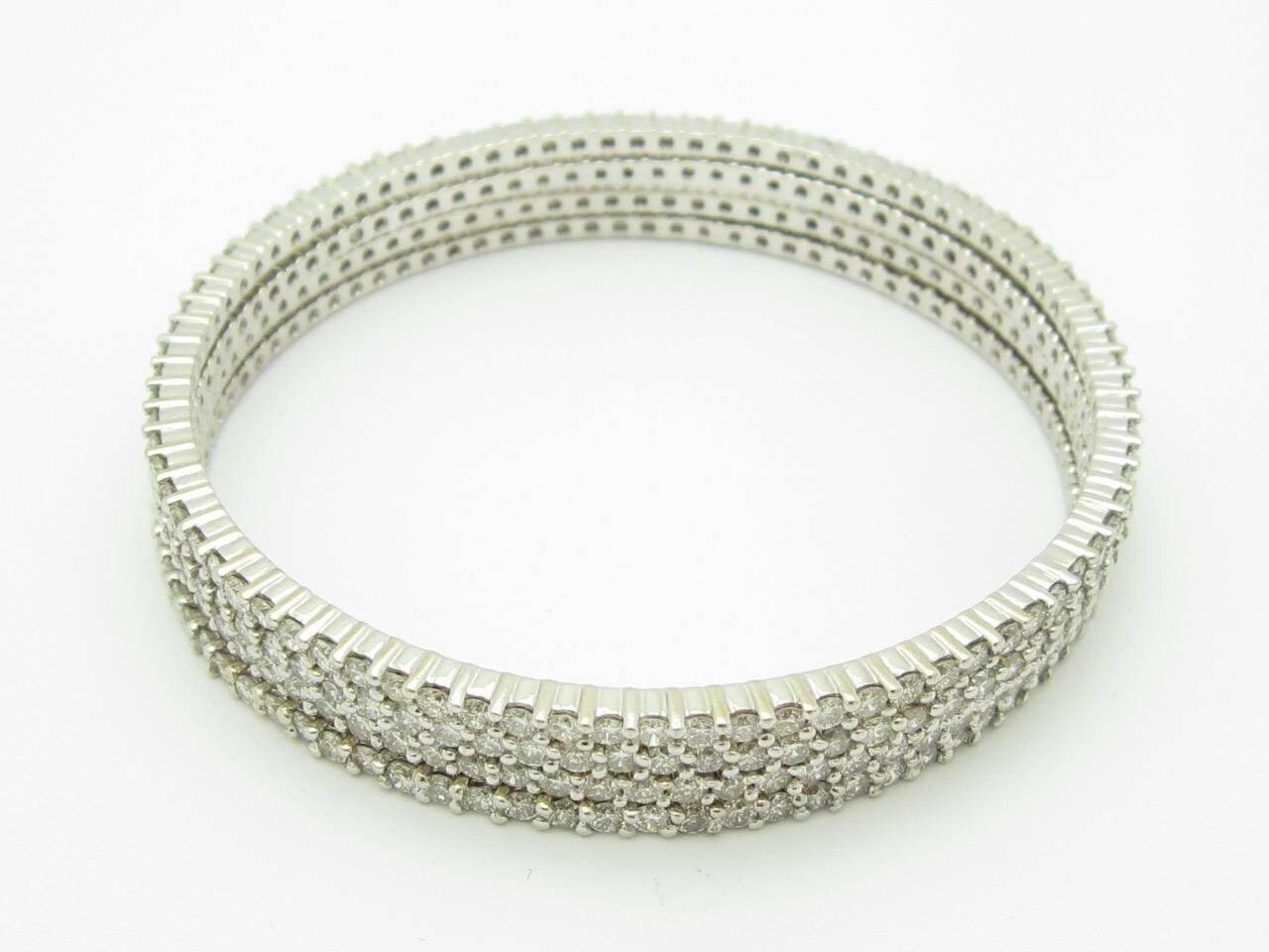 LIV 4 Separate 18k White Gold Diamond Eternity Bangle Bracelets 16.40ct 56.7 Gr Gift
