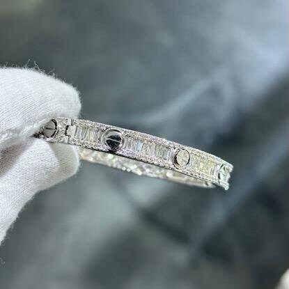 LIV 14k White Gold & Diamonds Baguette Channel Set Size 16 Bangle Bracelet 5.25ct tw
