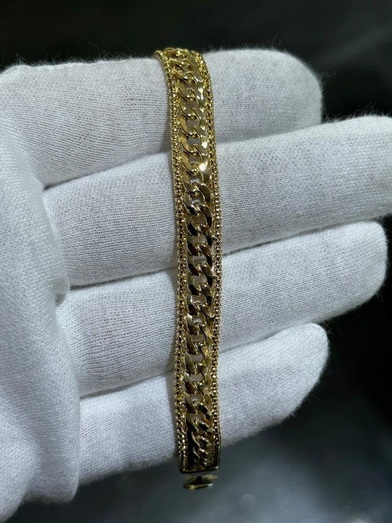 LIV 14k Yellow Gold Hand Made Italian Link Design Stack Bracelet Gift 9.2 Grams