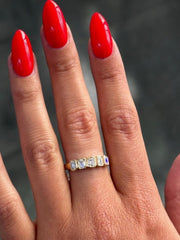 LIV 14k Yellow Natural Diamonds Emerald Cut Half Way Bezel Band Ring Size 7 1.25ct