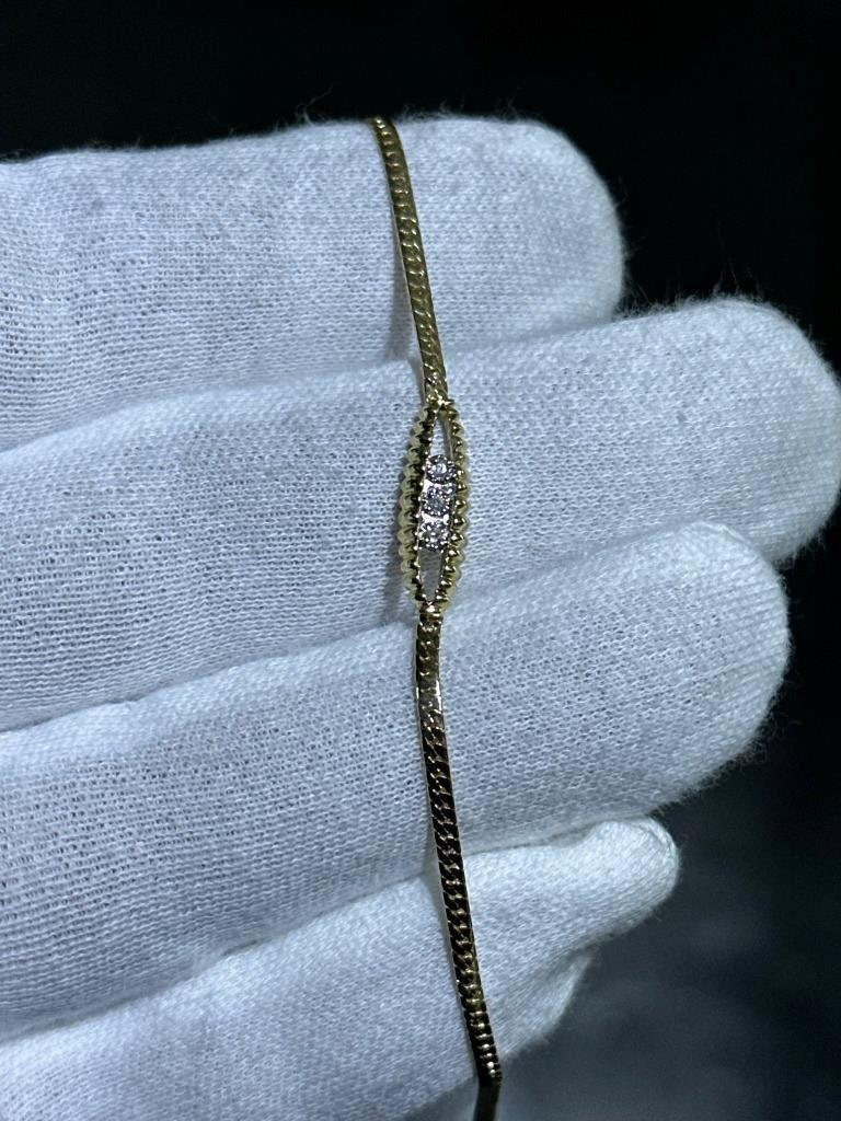 LIV 14k Yellow Gold Diamond Cut Cobra Link Vintage Diamond Tennis Link Bracelet Gift