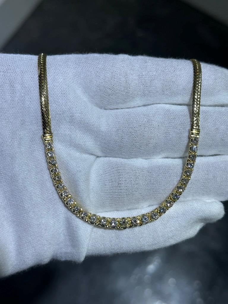 LIV 14k Yellow Gold Diamond Tennis Necklace 3.00ct tw Natural White Diamonds 16" L