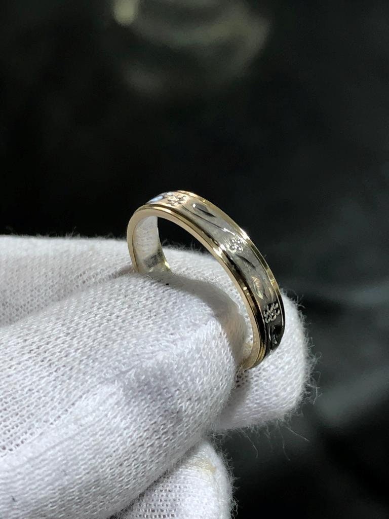 LIV 14k Yellow & White Gold Handmade Solid Wedding Band Ring Size 7.5 Gift