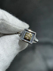 LIV Sterling Silver & 14k Solid Yellow Gold Hand Made Vintage Zodiac Design Ring Sz6