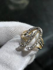 LIV 14k Yellow Gold & Diamonds Initial D Script Design Vintage Band Ring Sz 7 Gift