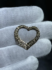 LIV 14k Yellow Gold Diamond Cut Open Heart Vintage Charm Pendant 2.2 Grams Gift