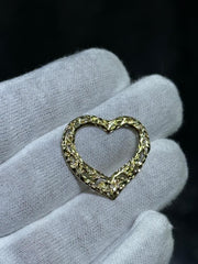 LIV 14k Yellow Gold Diamond Cut Open Heart Vintage Charm Pendant 2.2 Grams Gift